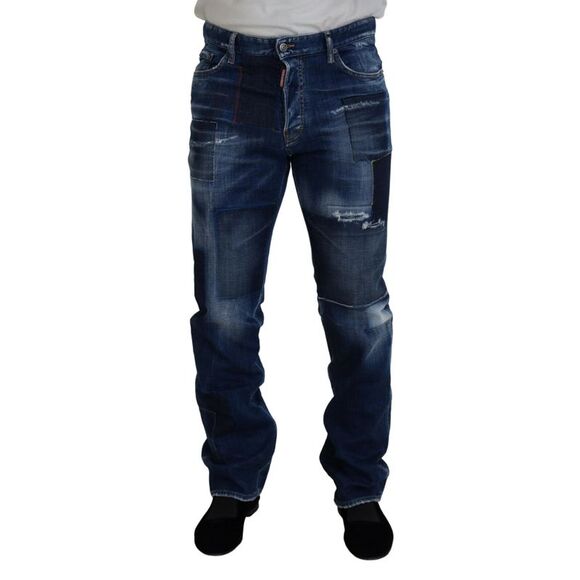 Dsquared² Other - Dsquared² Blue Washed Patchwork Straight Fit Denim Men's Jeans (Pre-Owned)
